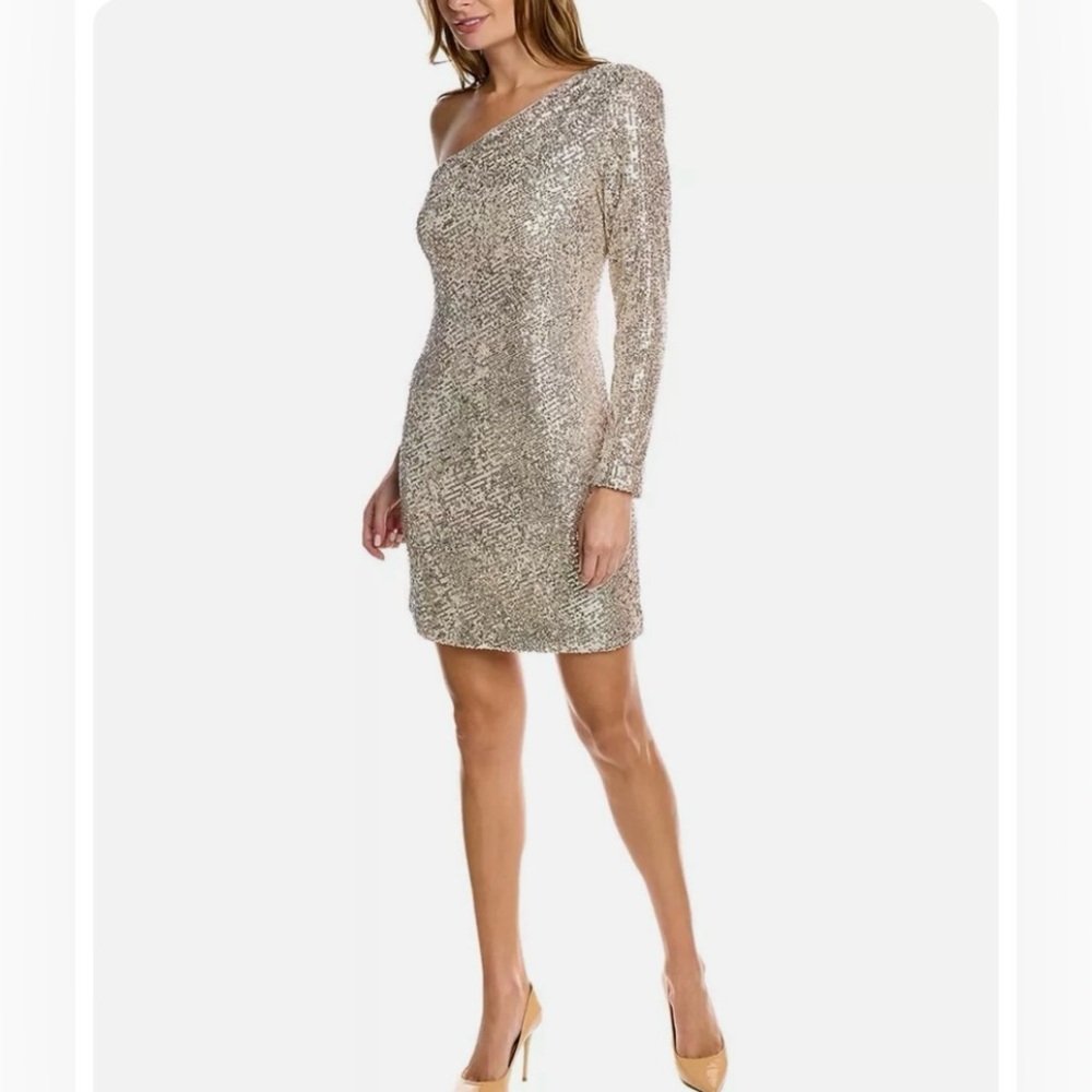 Trina Turk Over the Moon Minidress. XL. Worn once - like new. Champagne color.